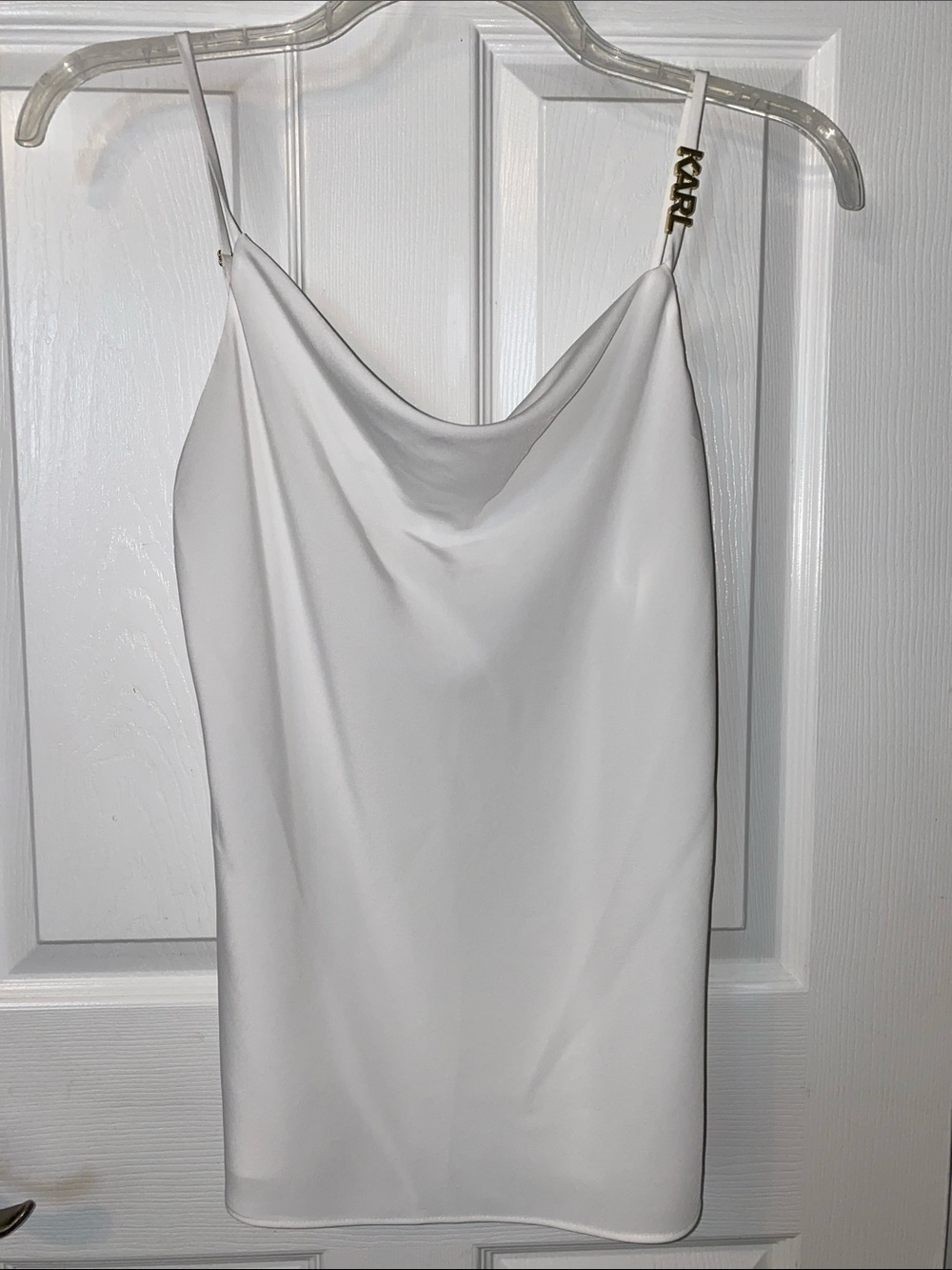 Karl Lagerfeld White Camisole with Gold Logo Strap